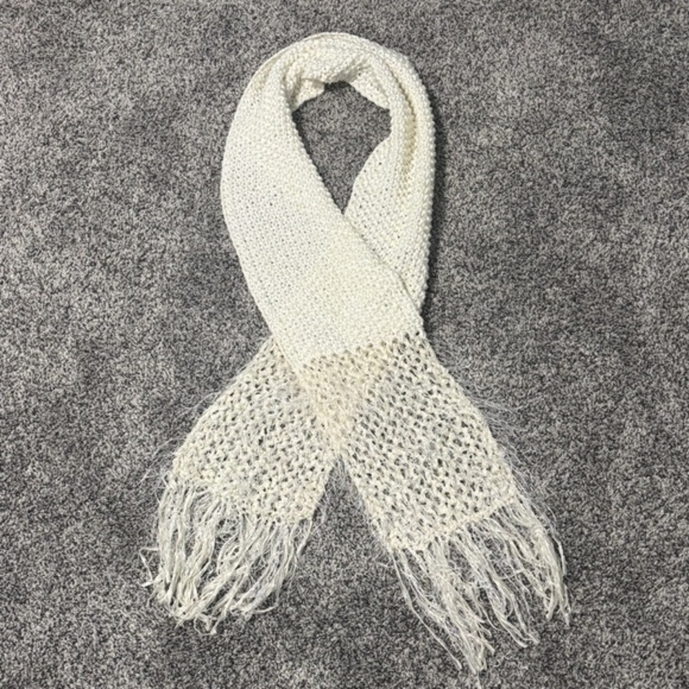 Like New Hand Crafted Knitted Scarf Ivory